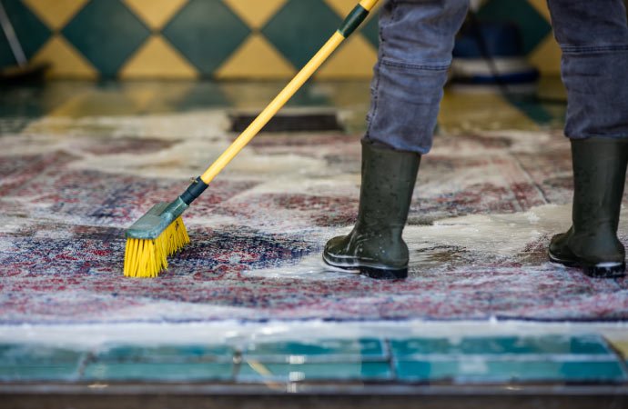 Hand-scrub carpet cleaning service in Ahmedabad – detailed deep wash for handmade and wool rugs.